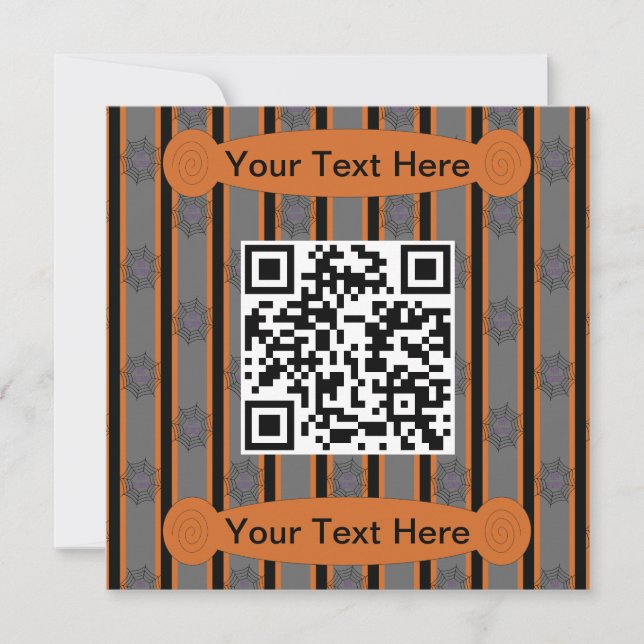 Rolig och elegant halloween spindelnät QR-kod Inbjudningar (Framsida)