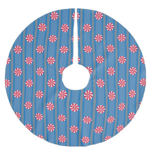 Rolig och fånig blå julpepparkaks godis julgransmatta borstad polyester