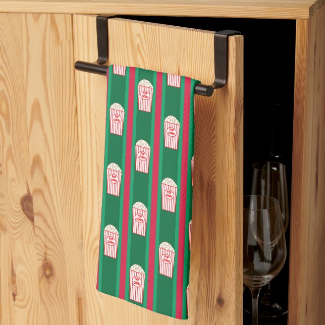 Rolig och fånig julpopcorn kökshandduk (Thirds Fold)