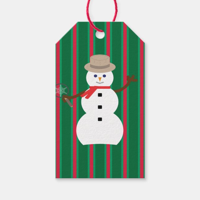 Rolig och fantasifull juldetektivsnöman presentetikett (Framsidan)