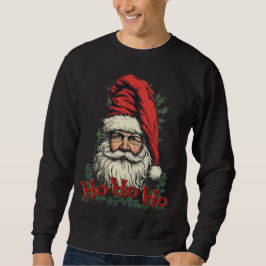 Rolig och färgglad tomte på svart lång ärmad tröja