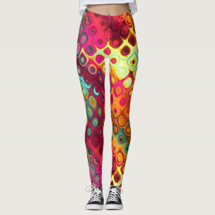 Rolig och färgrik abstrakt tropisk mönster Söt Leggings