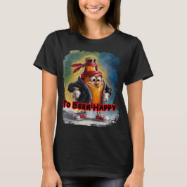 Rolig och färgrik öldesign på svart t shirt