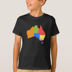Rolig och färgrik regnbågekarta av Australien T-shirt
