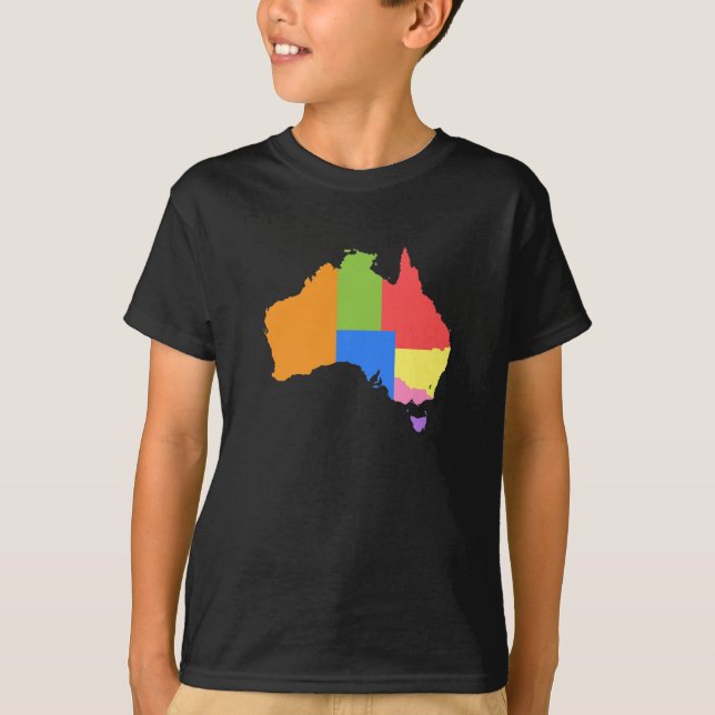 Rolig och färgrik regnbågekarta av Australien T-shirt (Framsida)