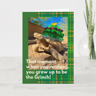 Rolig och festlig Grinch Sulcata Sköldpadda Holida Kort