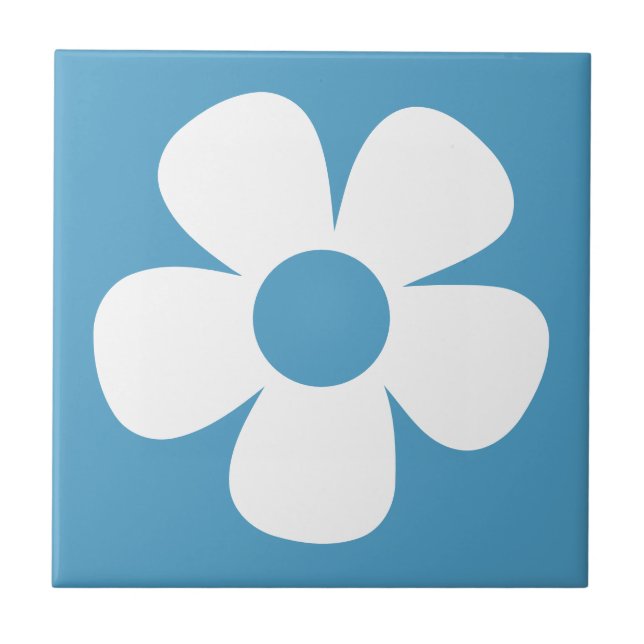 Rolig och funky 60- och 70-tals retroblomma kakelplatta (Framsidan)
