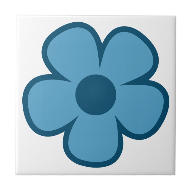 Rolig och funky 60-tals 70-tals retroblomma  kakelplatta (Framsidan)