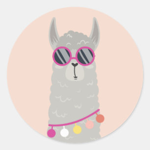 Rolig och gullig Alpaca Runt Klistermärke
