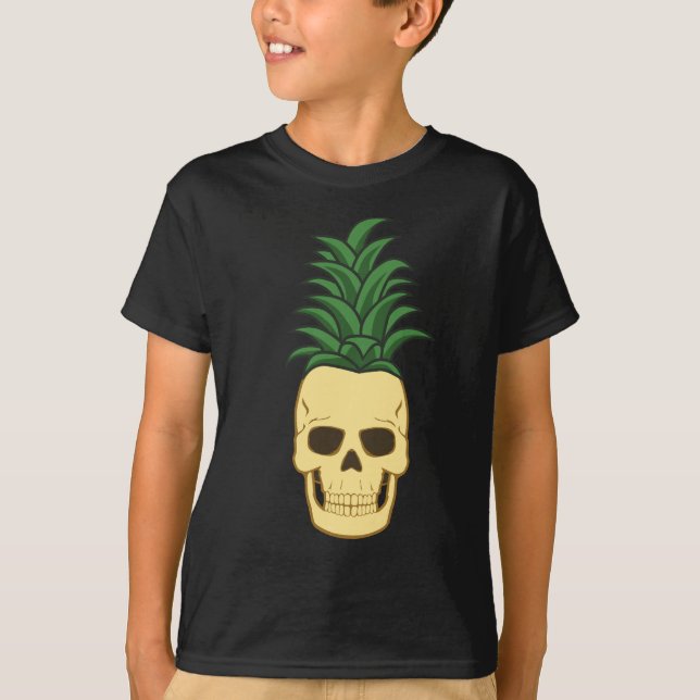 Rolig och läskig ananasdödskalle t shirt (Framsida)