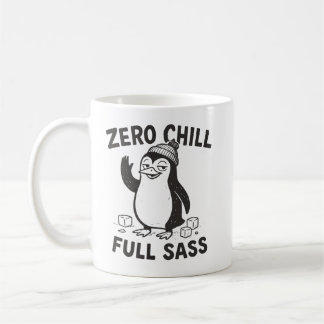 Rolig och Sarksastisk Noll Chilla Full Sass Pingvi Kaffemugg