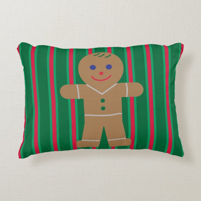 Rolig och snygg julpepparkaka på mannequin prydnadskudde (Framsidan)
