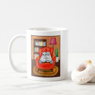 Rolig och söt tvättbjörnparet bekväm stol Anpassad Kaffemugg