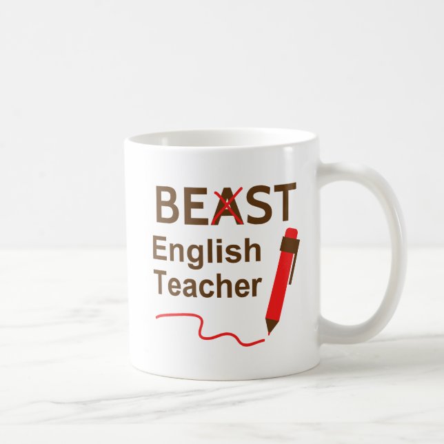 Rolig och tokig, bäst eller sämst engelsklärare kaffemugg (Höger)