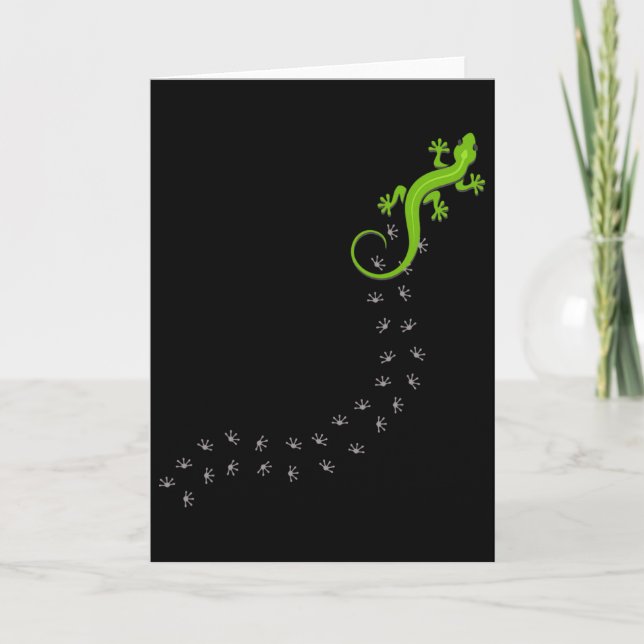 Rolig ödla klättrande fotspår Reptilälskare  Kort (Framsida)