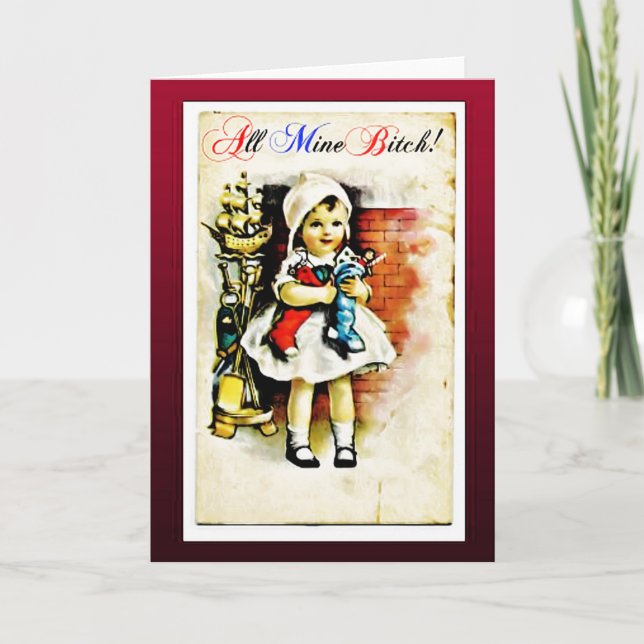 Rolig offensiv vintagejulkort helgkort (Framsida)