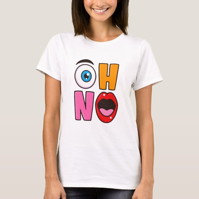 Rolig “Oh Nej” Tecknad Bild T Shirt (Framsida)