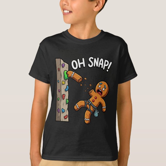 Rolig Oh Snap Gingerbread Man Klättrande Meme Jul T Shirt (Framsida)