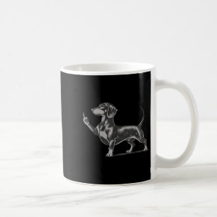 Rolig ohyfsad svart dachshund hund meme mittenfing kaffemugg