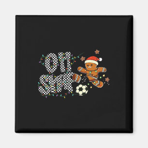 Rolig Oj, snap Gingerbread Fotboll Jul Retro C Magnet