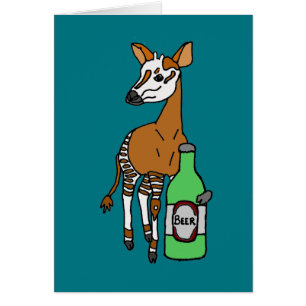 Rolig Okapi som dricker ölkonst Hälsningskort
