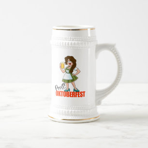 Rolig Oktoberfest-flicka med öl Sejdel