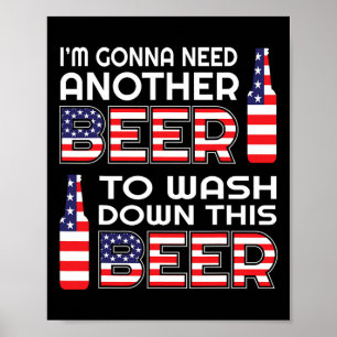 Rolig öl-drickande Usa-flagga 4:e juli Poster