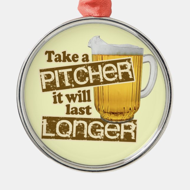 Rolig öl som dricker humor julgransprydnad metall (Framsidan)