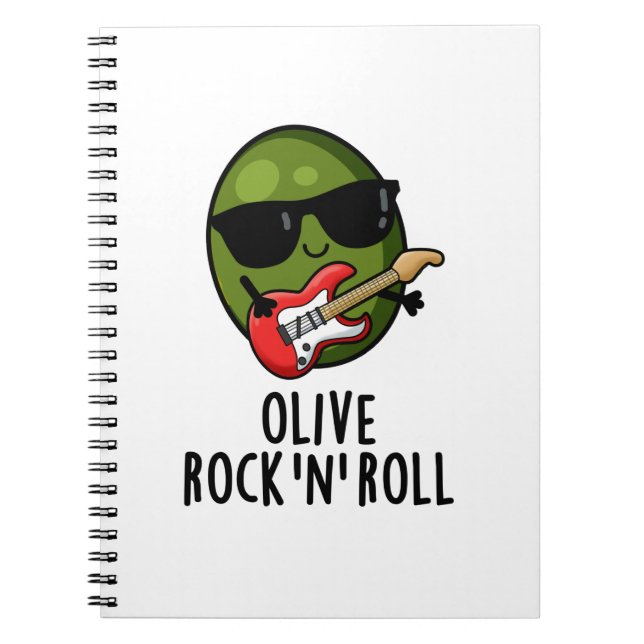Rolig Olive Rock Och Rull Tröja Oliv Pun Anteckningsbok (Framsidan)