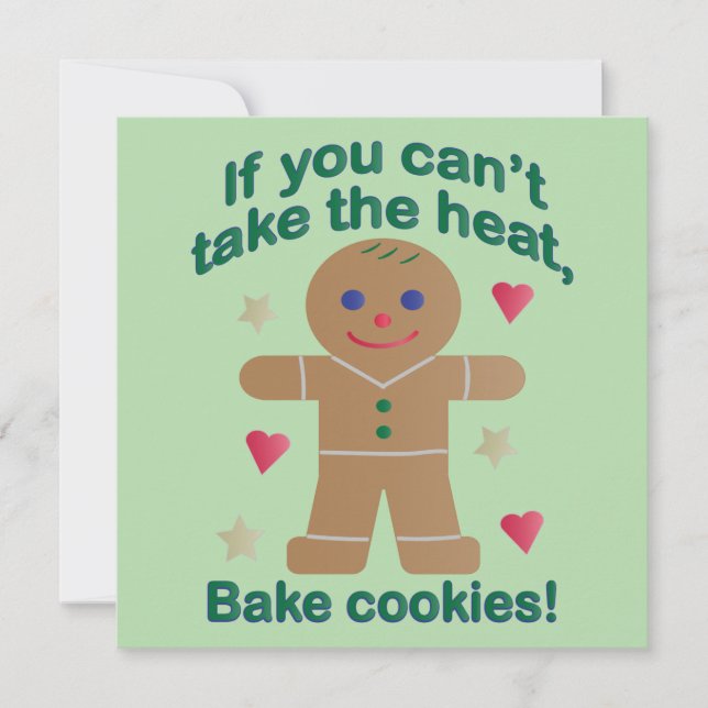 Rolig "Om du inte tål hettan" Pepparkaksgubbe Inbjudningar (Framsida)