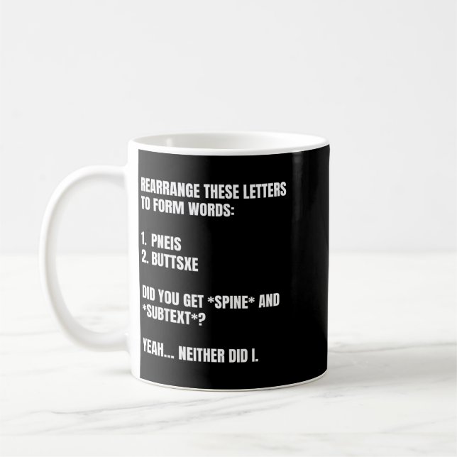 Rolig Omarrangera Ordpussel Humor Kaffemugg (Vänster)