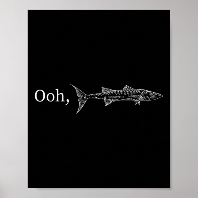 Rolig Ooh Barracuda Fiskepresent För Musik Och Roc Poster (Framsidan)