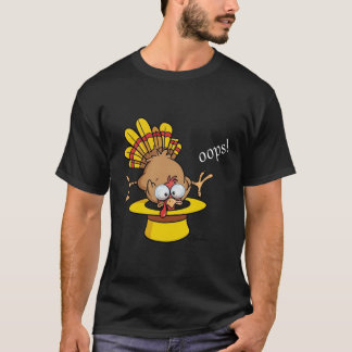 Rolig Oops Kalkon som poppar ut ur hatt Grafisk T Shirt