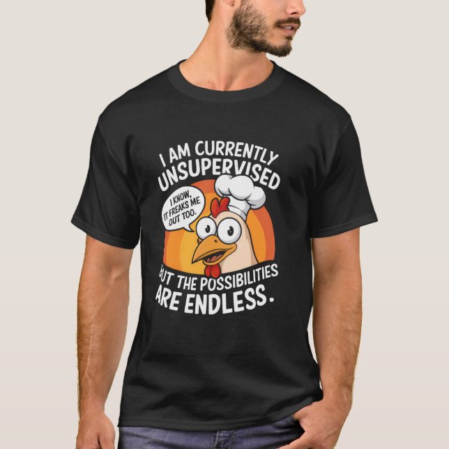 Rolig oövervakad kyckling-meme t shirt (Framsida)