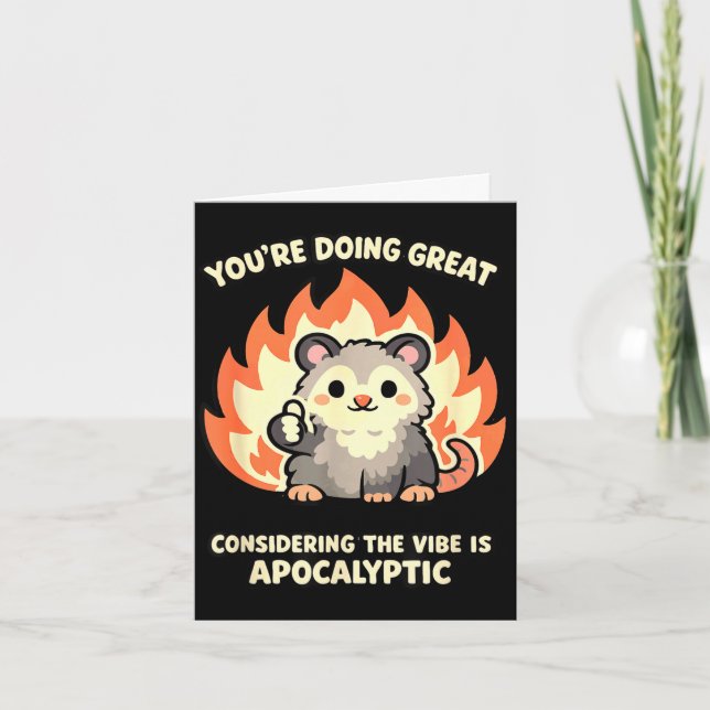 Rolig opossum kawaii mental hälsa apokalyptisk stä kort (Framsida)