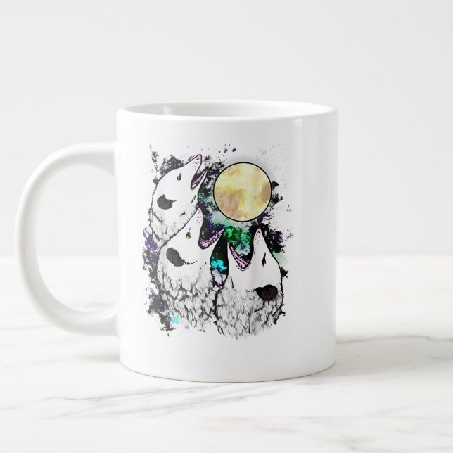 Rolig Opossum Måne Söt Skrikande Pungråtta Jumbo Mugg (Vänster)