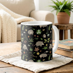 Rolig Opossum Mörk Botanisk Cottagecore Kaffemugg