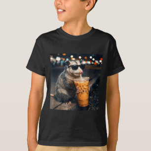 Rolig opossum som dricker iskaffe meme t shirt