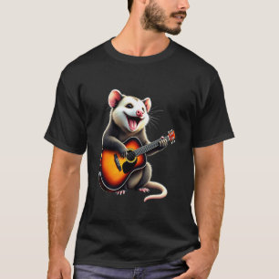 Rolig Opossum som spelar gitarrdesign för musikäls T Shirt