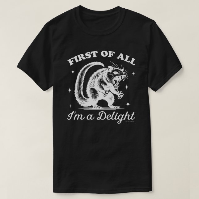 Rolig Opossum T-Shirt - Jag är en förtjusning (Design framsida)