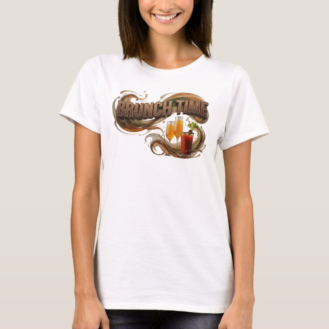 Rolig Orange BRUNCHTID Grafik T-shirt (Framsida)