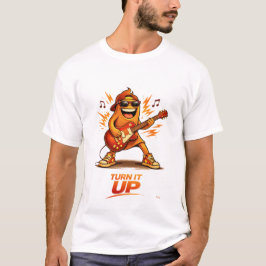 Rolig orange gitarrspelande karaktärmusik t shirt