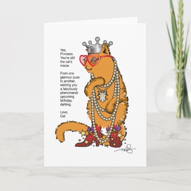 Rolig orange katt Glamour Puss Kort (Framsida)