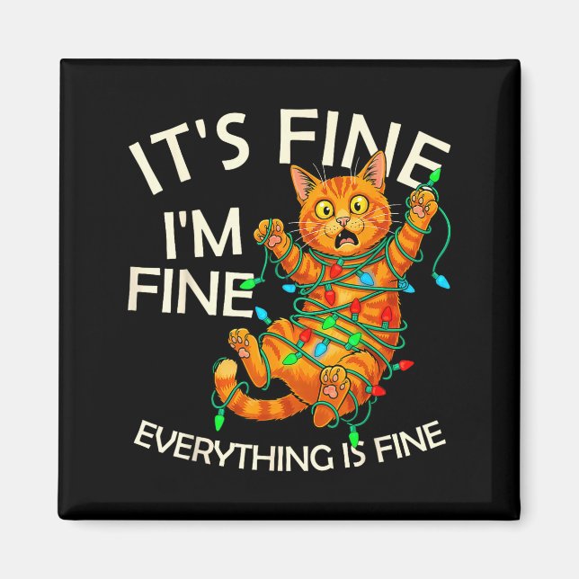 Rolig Orange Katt Julbelysning Det är Bra Jag är B Magnet (Framsidan)