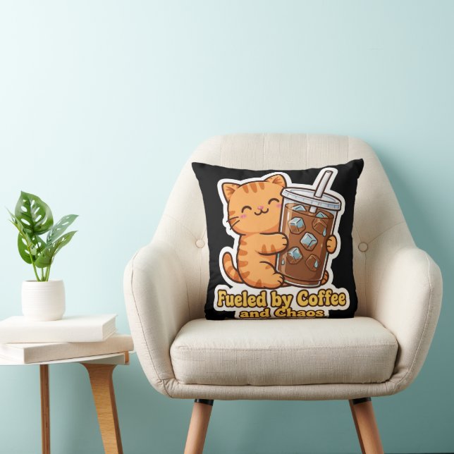 Rolig Orange Katt Kudde (Stol)