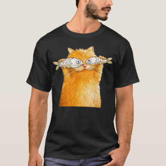 Rolig Orange Katt Med Fiskglasögon T Shirt