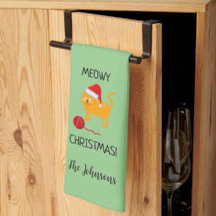Rolig Orange Katt Meowy Jul Duschhandduk Kökshandduk