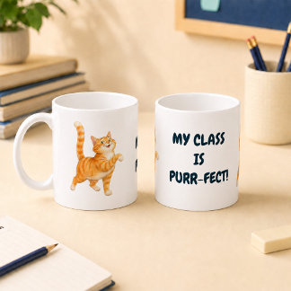 Rolig Orange Katt Min Klass Är Purr-fekt Kaffemugg