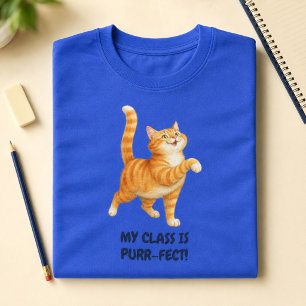 Rolig Orange Katt Min Klass Är Purr-fekt Lärare T Shirt