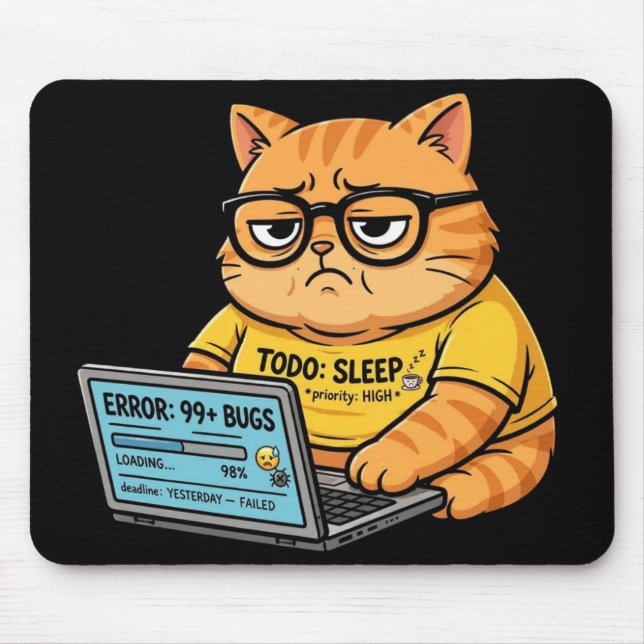 Rolig Orange Katt Programmerare Musmatta (Framsidan)